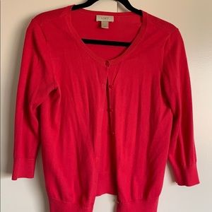 Bright pink cardigan